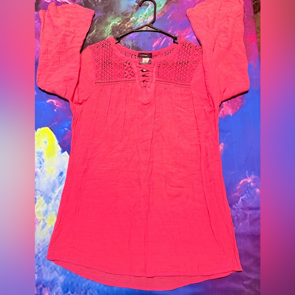 Cocomo Coral Pink Lace-Up Blouse